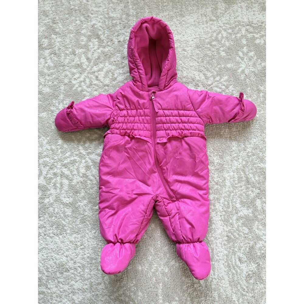 Rothschild Infant Floral Embossed Magenta Pink Bunting 3/6 Months Baby Snowsuit